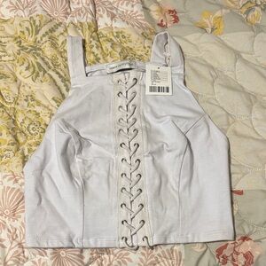 Urban Outfitters Gray Lace-Up Bustier Tank Top